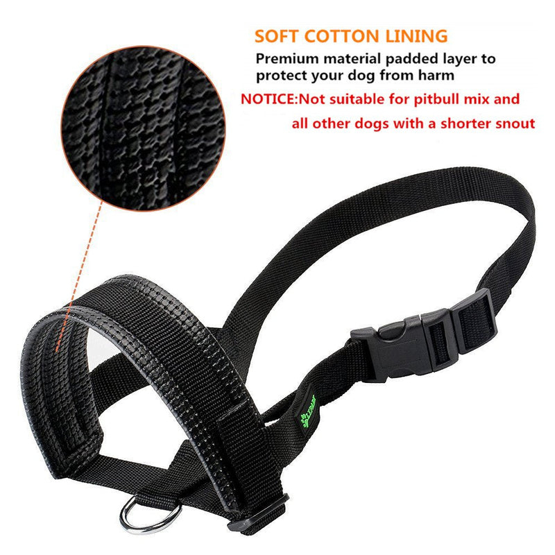 Nylon Dog Muzzle for Small,Medium,Large Dogs Prevent from Biting,Barking and Chewing,Adjustable Loop L Black - BeesActive Australia