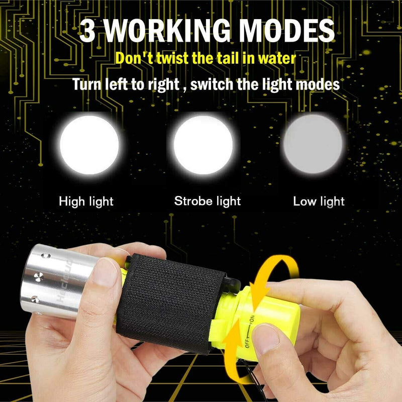 HECLOUD Diving Flashlight with Rechergeable Power Scuba Dive Light Torch IPX8 Waterproof Snorkeling Diving LED Underwater Lights,High Lumens,3 Modes with Charger for Underwater Sports(2Pack) - BeesActive Australia