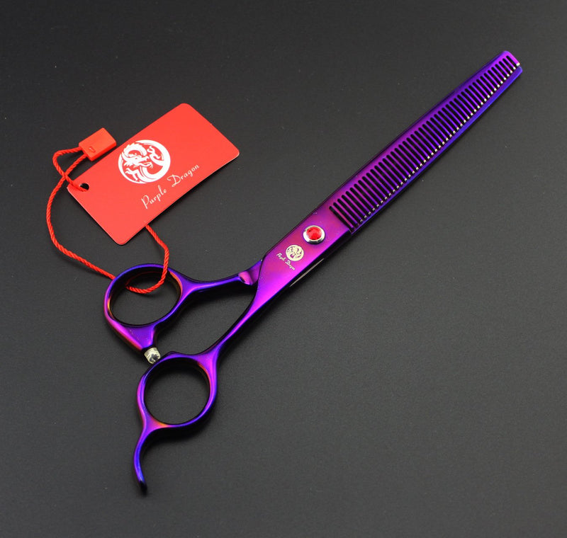 Purple Dragon 8 inch 3 in 1 Professional Pet Grooming Thinning Scissors - Upward Curved Shears and Dog Hair Cutting Scissor - Perfect for Pet Groomer or Family DIY Use Purple - BeesActive Australia