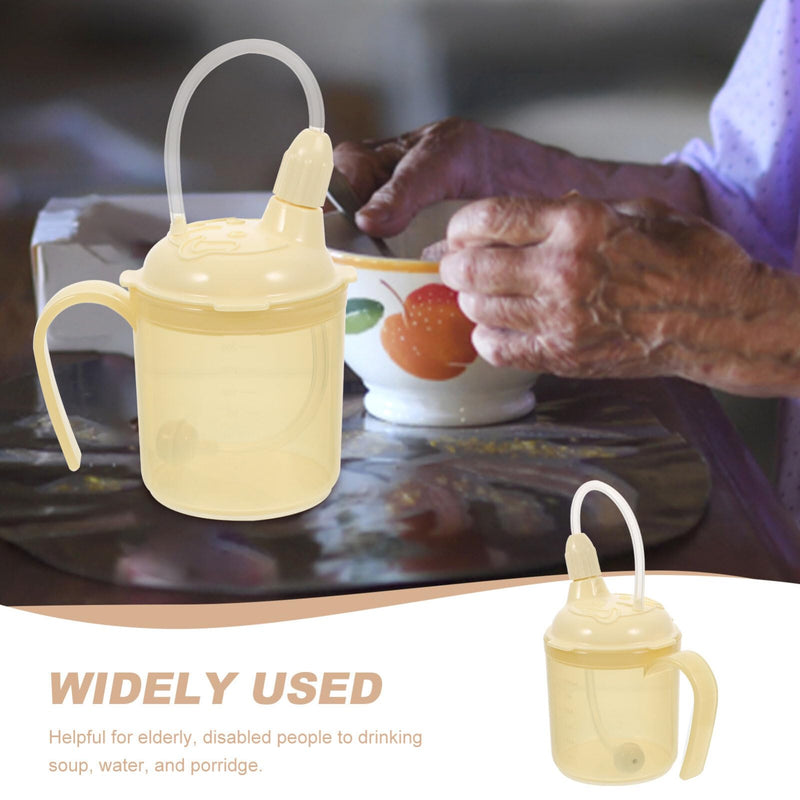 Healvian Nursing Cup Adult Sippy Cup Drinking Cups with Lids Adult Sippy Cup for Elderly Spill Proof Elderly Drinking Cups Spill Proof Cups for Adults Handicapped Accessories Adult Cup Feed Beige 13.5X8X8CM - BeesActive Australia