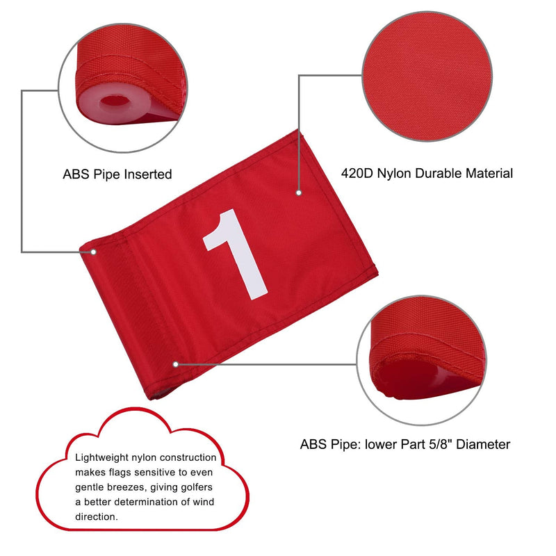 KINGTOP Golf Flagsticks Mini, Putting Green Flag for Yard, All 3 Feet, Golf Pin Flags Hole Cup Set, Fiberglass Portable 2-Section Design, Gifts Idea 1 Pack- Red Flag #5 - BeesActive Australia