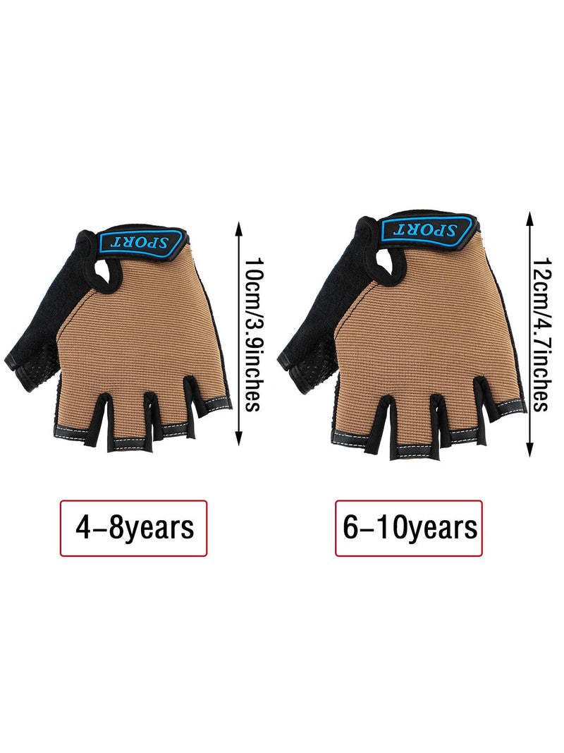 3 Pairs Kids Half Finger Gloves Sport Gloves Non-Slip Gel Gloves for Children Cycling Riding Biking 4-8 Years Size - BeesActive Australia
