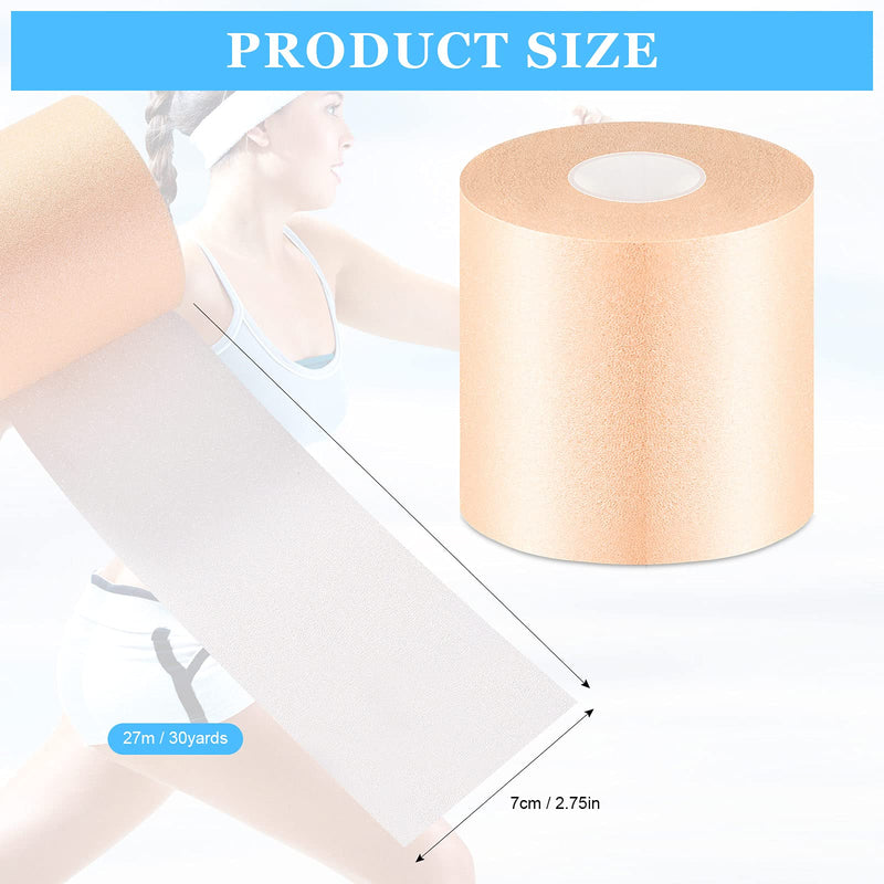 30 Yards Pre-wrap Athletic Tape Foam Underwrap Tape Sports Foam Underwrap Bandage Athletic Foam Tape for Wrists Elbows Knees Ankles Hair, 2.76 Inches (Beige) Beige - BeesActive Australia