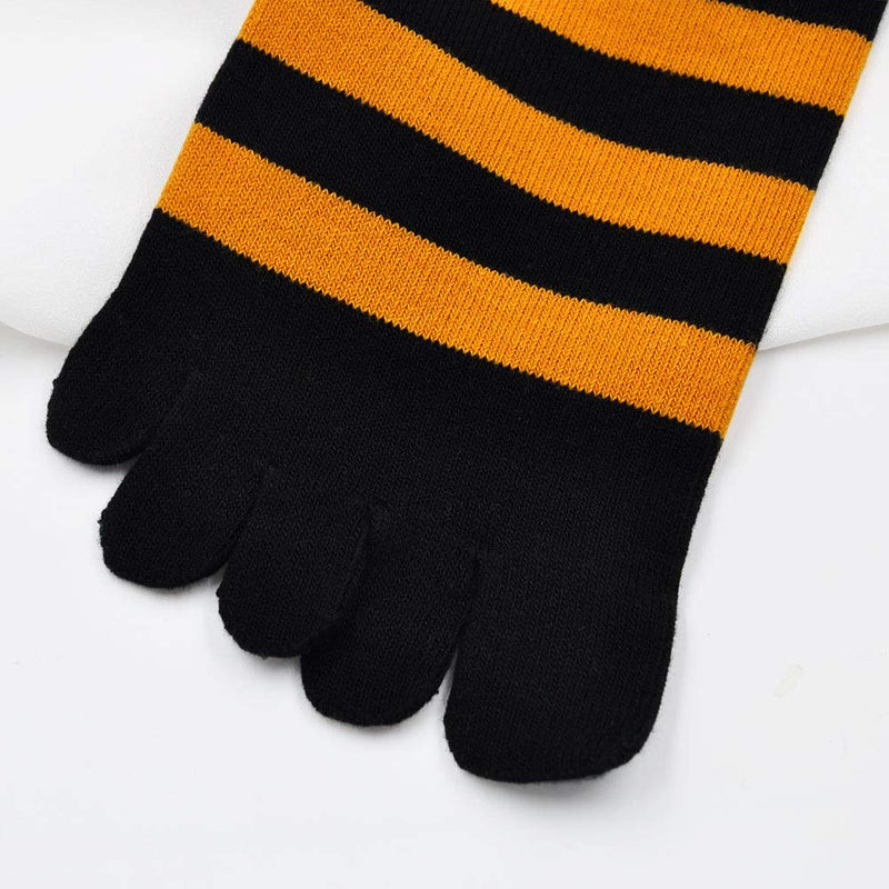 Mens Toe Socks Cotton Running Five Finger Crew Socks Cotton Stripe-02 Us 7-10 - BeesActive Australia