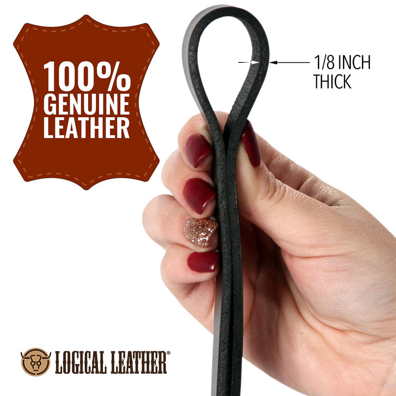 Logical Leather Dog Leash - Best for Training - Water Resistant Heavy Full Grain Leather Lead 6 Foot Black - BeesActive Australia