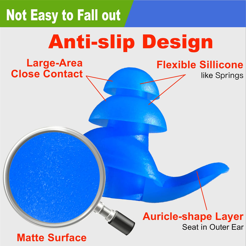 WaterDam Swimming Ear Plugs Great Waterproof Ultra Comfy Earplugs Prevent Swimmer's Ear (Size 3: Adults & Teens 14+ (Blue Blue Blue)) Size 3: Adults & Teens 14+ (Blue Blue Blue) - BeesActive Australia