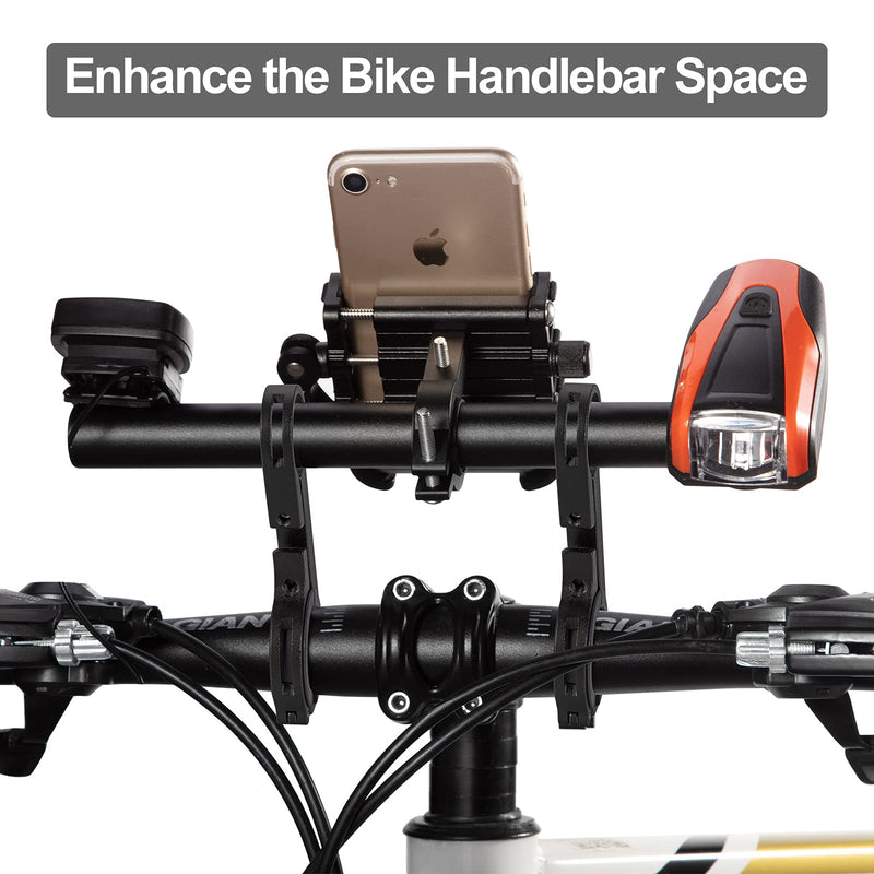 Yizhet Bike Handlebar Extender, Lightweight Durable Double Bicycle Handlebar Extension Bracket for Holding Motorcycle E-Bike Lamp Speedometer GPS Phone Mount Holder Aluminum Alloy 20cm - BeesActive Australia
