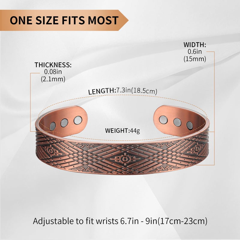 MagEnergy Copper Bracelet for Men Ultra Strength Magnetic Bracelet Pure Copper Bangle with Jewelry Gift Box (Copper) Copper 1 - BeesActive Australia
