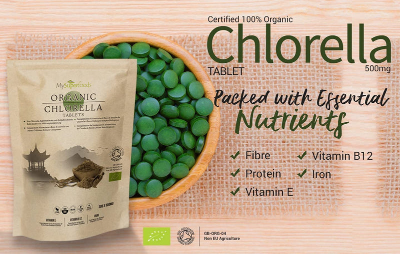 MySuperfoods Organic Chlorella Tablets (300 x 500mg), Natural Source of Protein 300 Count (Pack of 1) - BeesActive Australia