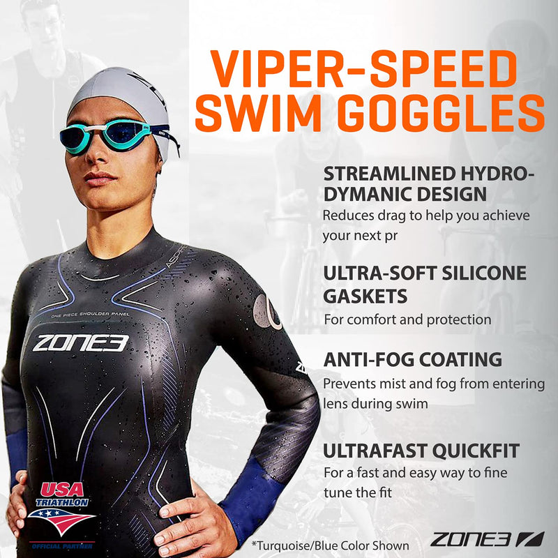 ZONE3 Viper-Speed Swim Goggles Turquoise/Blue One Size - BeesActive Australia