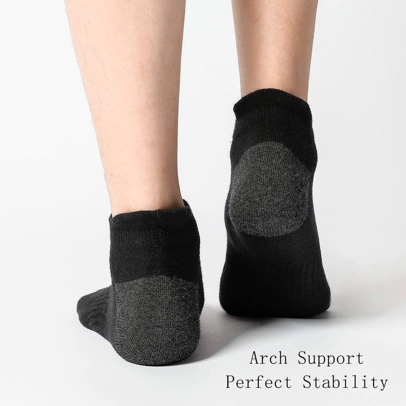 GLENMEARL Mens&Womens Ankle Athletic Running Socks Cotton Sport Socks 6 Pack Medium A-black(6 Pairs) - BeesActive Australia