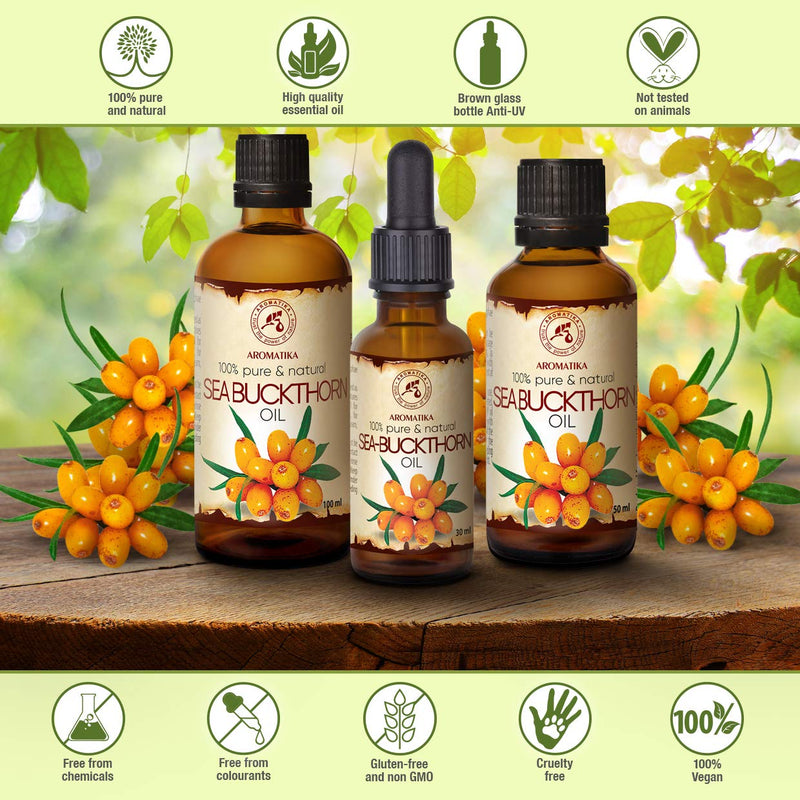 Sea Buckthorn Oil (2pack of 2 x 3.4oz) 6.8oz - Cold Pressed - Pure & Natural - Hippophae Rhamnoides - Carrier Oil for Essential Oils - Nails - Hair - Face & Body Care - BeesActive Australia