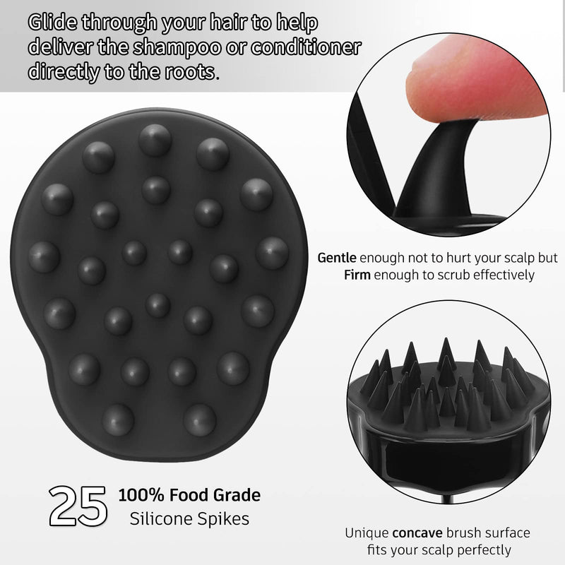 FREATECH 2-Pack Scalp Massager Shampoo Brush, Shower Hair Scrubber Scalp Exfoliator with Flexible Silicone Bristles for Dandruff Removal and Hair Growth, Wet and Dry Use for Men, Women, Kids, Pets Black & Green - BeesActive Australia