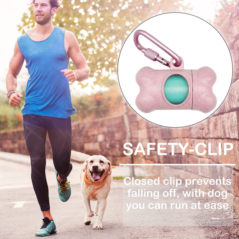 Dog Poop Pickup Bags Holder Dispenser with 1 Roll Random Color Leak-proof Scented Doggy Waste Bags and Carabiner with Safety Lock Plus Hook and Loop Fastener Never Loose on Leash Lead Again (Pink) Pink 1 Count (Pack of 1) - BeesActive Australia