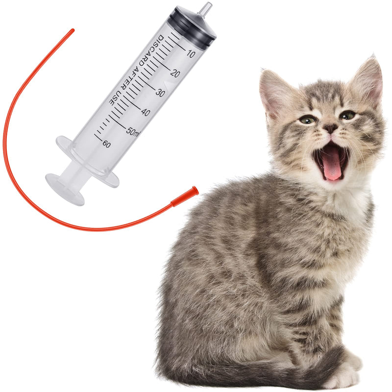 3 Sets Puppy Kitten Feeding Tube Kit, 3 Pcs 60 ml Clear Plastic Goat Syringe 3 Pcs 14 FR Red Rubber Feeding Tube, Feeding Syringe Feeding Tube Supplies for Lamb Goat Animals - BeesActive Australia