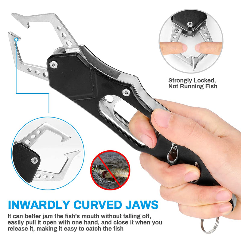 Lybile Fishing Pliers Set, Aluminum Fishing Pliers and Fish Lip Gripper Stainless Steel Multi-Function Fishing Accessories in Saltwater/Freshwater with Sheath and Lanyard for Fishmen - BeesActive Australia