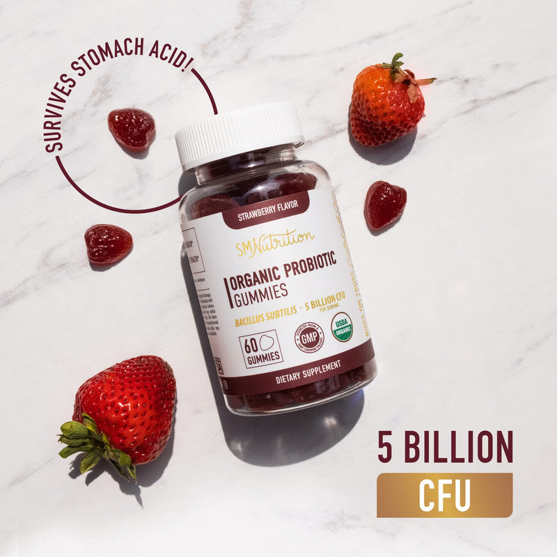 Adult Probiotic Gummies | 5 Billion CFU Adult Gummy Probiotics for Digestive Health & Immune Support* | Hardy Bacillus Subtilis Strain | Strawberry Flavor | Gluten-Free, Vegetarian | 60 Gummies - BeesActive Australia