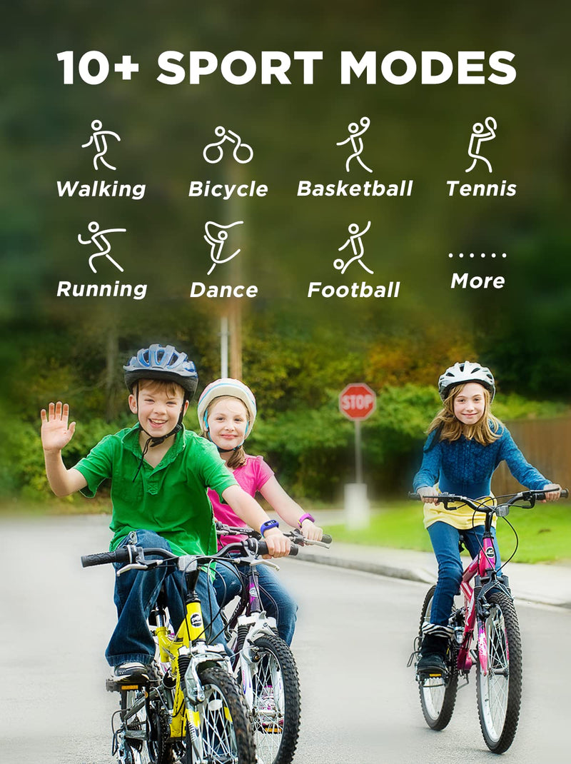 BIGGERFIVE Kids Fitness Tracker Watch for Girls Boys Age 5-12, IP68 Waterproof, Heart Rate Monitor, Activity Tracker, Sleep Monitor, Pedometer, Calorie Counter, Silent Alarm Clock, Family Account Black - BeesActive Australia