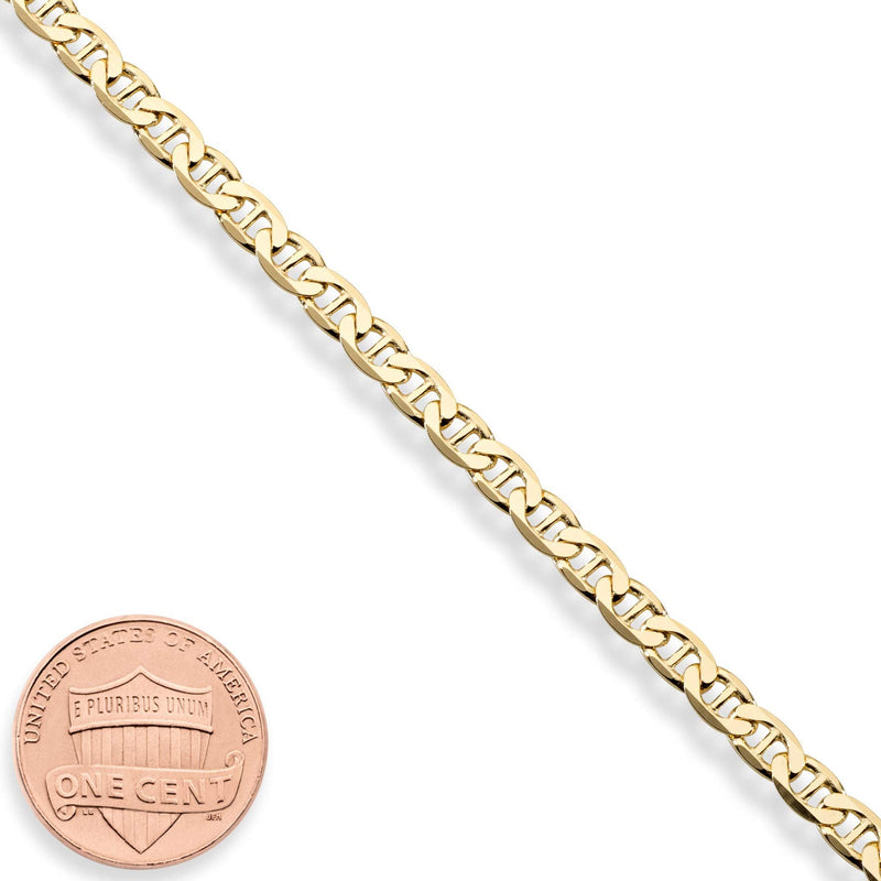 Miabella 18K Gold Over Sterling Silver Italian 3mm, 4mm Solid Diamond-Cut Mariner Link Chain Anklet Ankle Bracelet for Women, Made in Italy 4mm, Length 11 Inches (Large) - BeesActive Australia
