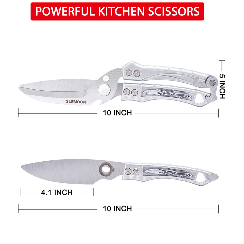 SLEMOON Kitchen Shears Heavy Duty Poultry Shears Meat Cutting Dishwasher Safe and Stainless Food Kitchen Scissors for Chicken Turkey Thanksgiving,Silver2 Z-silver - BeesActive Australia