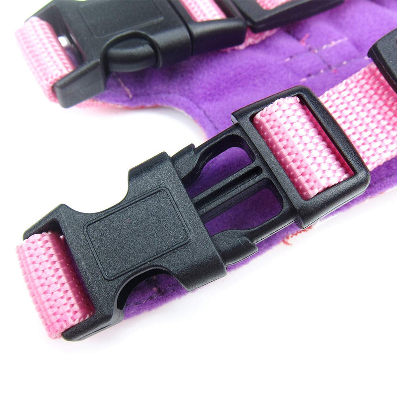 Wontee Small Pet Harness Vest and Leash Set with Bowknot and Bell Decor for Gerbil Guinea Pig Squirrel Kitten Outdoor Walking S Pink Star - BeesActive Australia