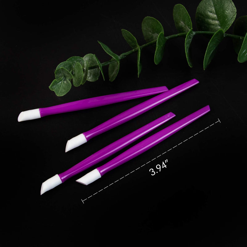 AUEAR, 100 Pack Plastic Handle Nail Cuticle Pusher Rubber Tipped Nail Cleaner Nail Art Tool Purple for Men and Women - BeesActive Australia
