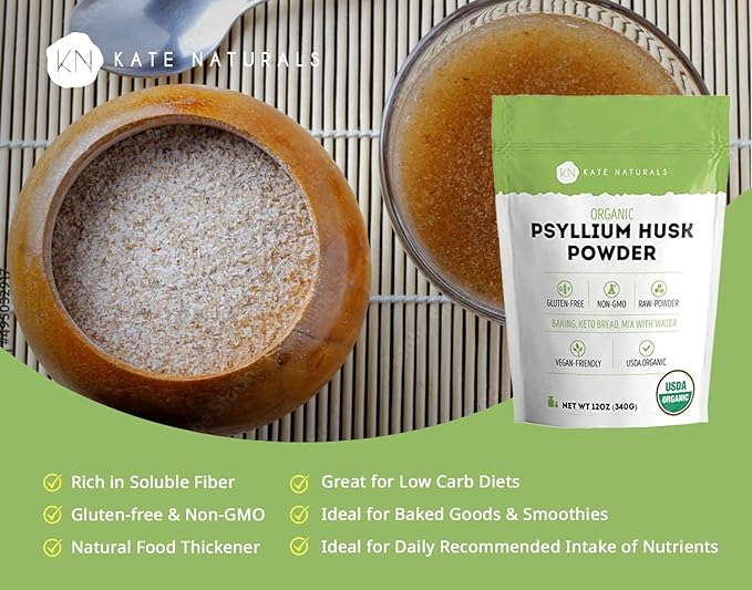 Kate Naturals Psyllium Husk Powder 12oz (340g) Directly shipped from overseas - BeesActive Australia
