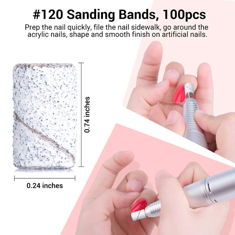 MelodySusie 300 Pcs Professional Sanding Bands for Nail Drill, 80 Coarse, 120 Medium, 180 Fine Grit EFile Sand Piece Set with Mandrel - BeesActive Australia