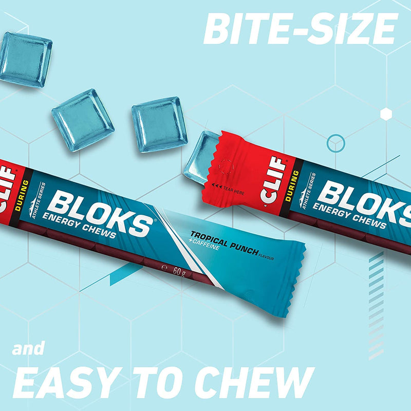 CLIF Bar Bloks Energy Chews Tropical Punch with Caffeine Sports Supplements, 60 g (Tropical - 3 Packs) - BeesActive Australia