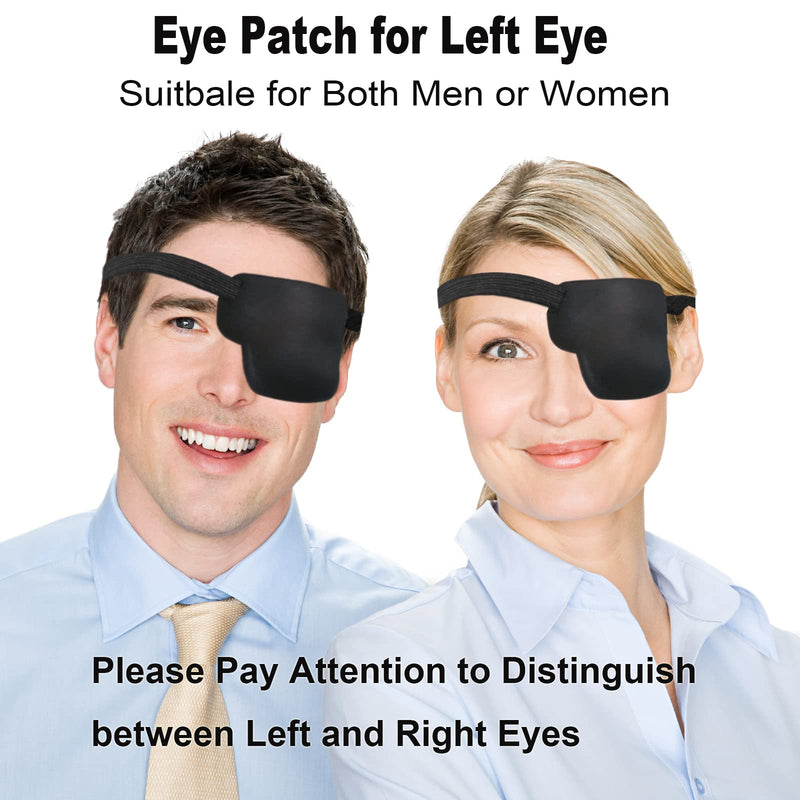 RIKEYO 2Pcs Eye Patch,3D Eye Patches for Adults, Adjustable Medical Eyepatch for Lazy Eye, Black(Left Eye) One Size - BeesActive Australia