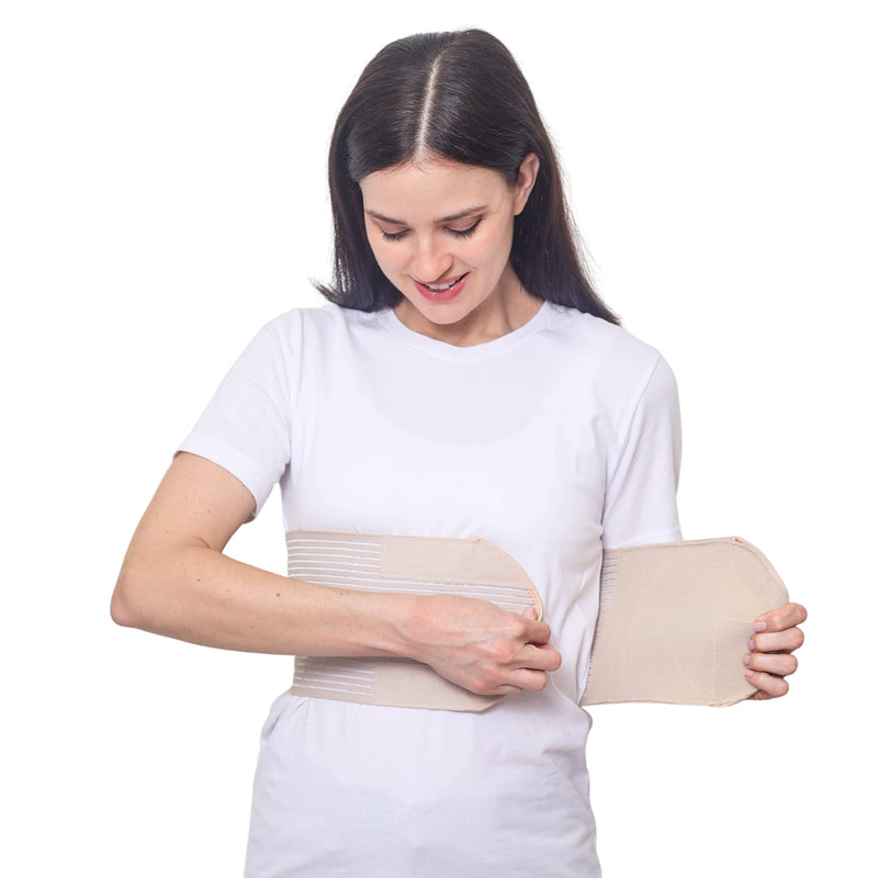 Chest Binder Rib Brace – Beige Rib Belt to Reduce Rib Cage Pain. Chest Compression Support for Rib Muscle Injuries, Bruised Ribs or Rib Flare. Breathable Chest Wrap Breast Binder for Women Men (S/M) S/M (Pack of 1) - BeesActive Australia