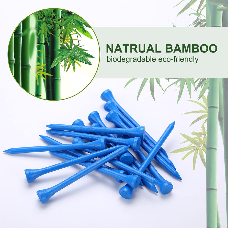 GFGL Golf Tees Durable Bamboo Tees 100Pcs 120Pcs 3-1/4" Friendly Biodegradable Material Reduce Friction Side Spin More Stable Blue - BeesActive Australia