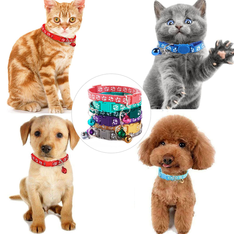 Flymind Puppy Collars, 19Pcs Whelping Puppy ID Collars with Bell Adjustable 19-32cm, Soft Nylon Litter Identification Dog Collars for Newborn Pets footprint Non breakaway - BeesActive Australia
