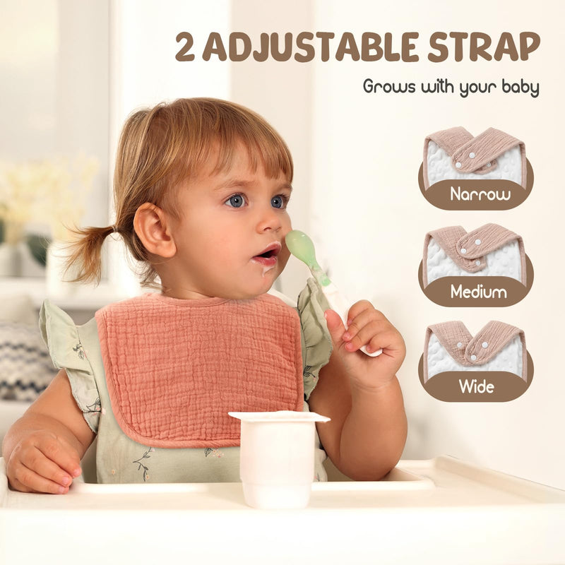 POIKSHARK 6-Pack Muslin Baby Bibs for Unisex Boys Girls, Solid Colors, Soft Cotton Baby Drool Bibs, Drooling and Teething Bibs for Infant, Newborn - BeesActive Australia