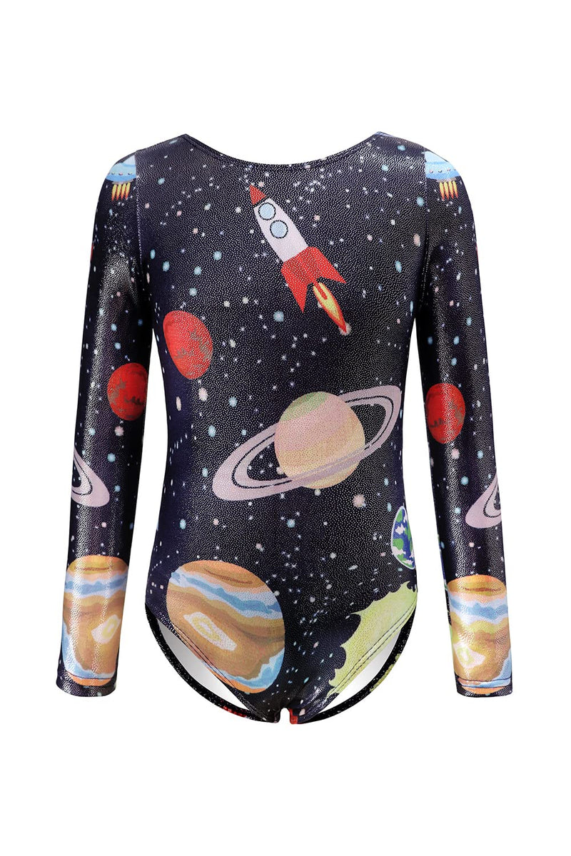 Long Sleeve Leotards for Girls Gymnastics Sparkle 2-10 Years Rainbow Galaxy Unicorn Pattern 7-8 Years Long Sleeve Cosmos - BeesActive Australia