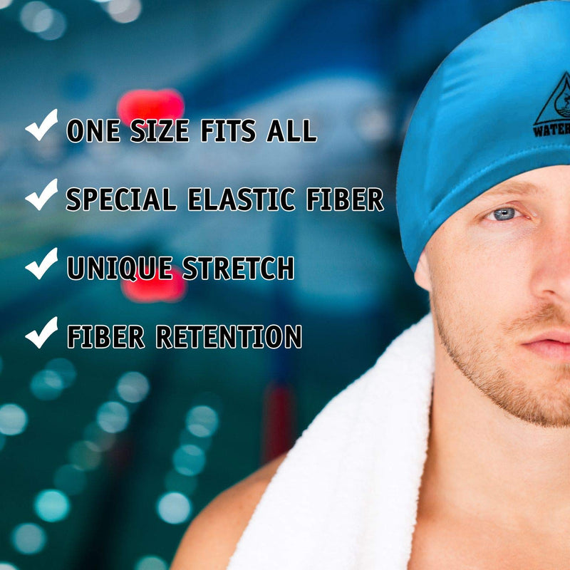 Water Gear Synthetic Fiber Swim Cap - Comfortable and Durable Swimming Cap Keeps Short or Long Hair Dry During Competitive and Recreational Pool Time - One Size Fits Adults Men Women and Kids - BeesActive Australia