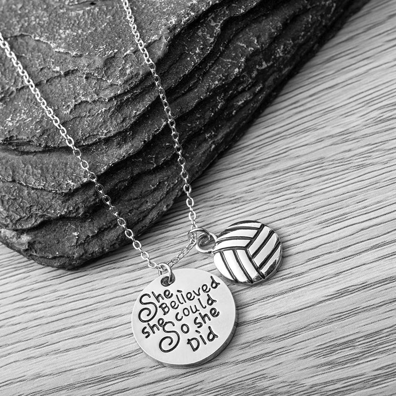 Sportybella Volleyball Necklace - Volleyball She Believed She Could So She Did Jewelry - Perfect Volleyball Gifts for Players - BeesActive Australia