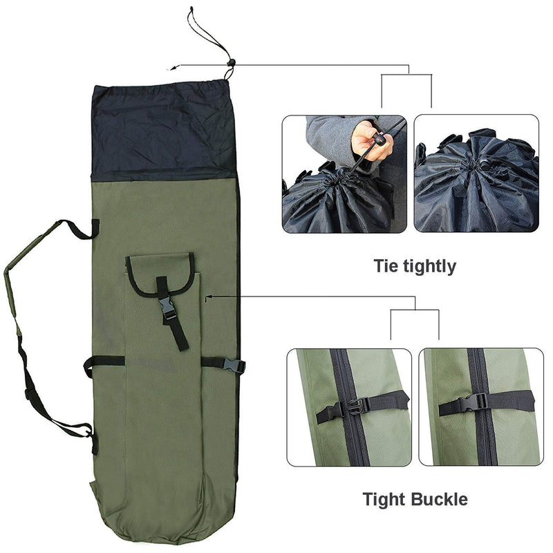 [AUSTRALIA] - Allnice Durable Canvas Fishing Rod & Reel Organizer Bag Travel Carry Case Bag- Holds 5 Poles & Tackle Khaki Green 