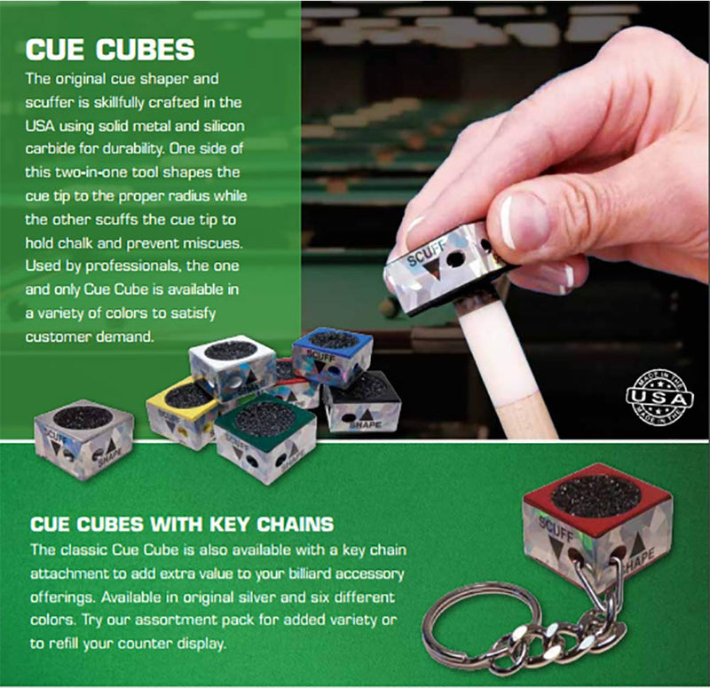 Cue Cube Pool Billiard Cue TIP Tool 2 in 1 Shaper Scuffer Nickel or Dime Radius Choose Your Color Dime (.353") Black - BeesActive Australia
