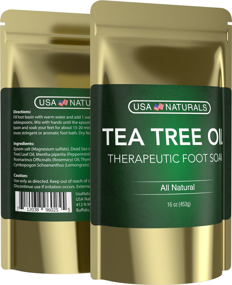Tea Tree Oil Foot Soak With Epsom Salt-Deep Tissue Therapy for Sore, Cracked Feet-Helps Fungal Nail Infection & Athletes Foot-Eight Essential Oils and Salts for Healthy, Soft Feet (Tea Tree Foot Soak) - BeesActive Australia