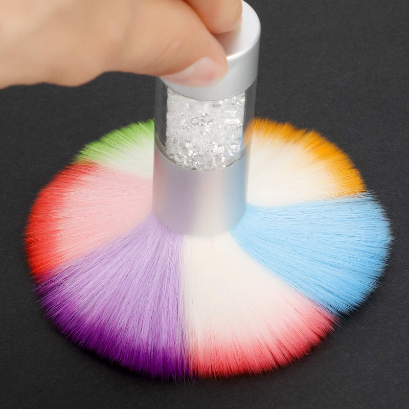 Mwoot Nail Art Dust Brush, Colorful Nail Brush Remover Cleaner For Acrylic UV Gel Nail Powder Rhinestones Makeup Foundation Brush (Silver) - BeesActive Australia