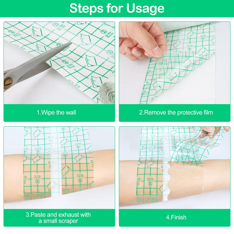 Waterproof Transparent Bandage Film Roll Adhesive Bandage Dressing Tape, Second Skin Healing Protective Clear Adhesive Bandages for Tattoo Aftercare, Recovery, Keep Wound, Fexed Plaste (10cm*5m) 10cm*5m - BeesActive Australia
