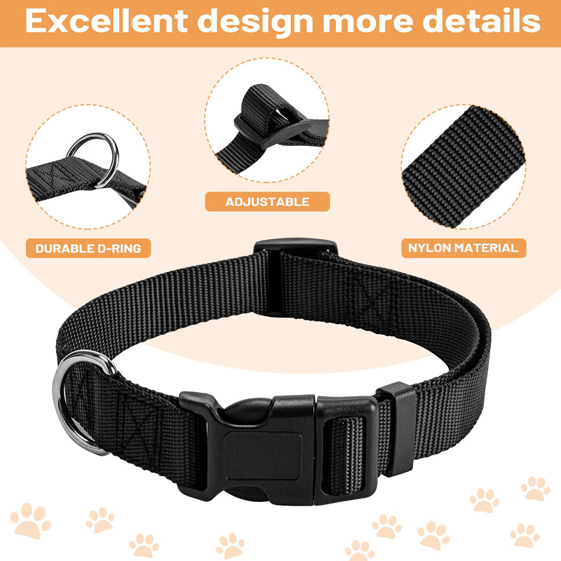 PuppyDoggy Adjustable Dog Collar Black Nylon Dog Collar Martingale Collar for Dogs with Quick Release Buckle Classic Pet Collar for Small Medium Large Dogs Large 1 Pack - BeesActive Australia