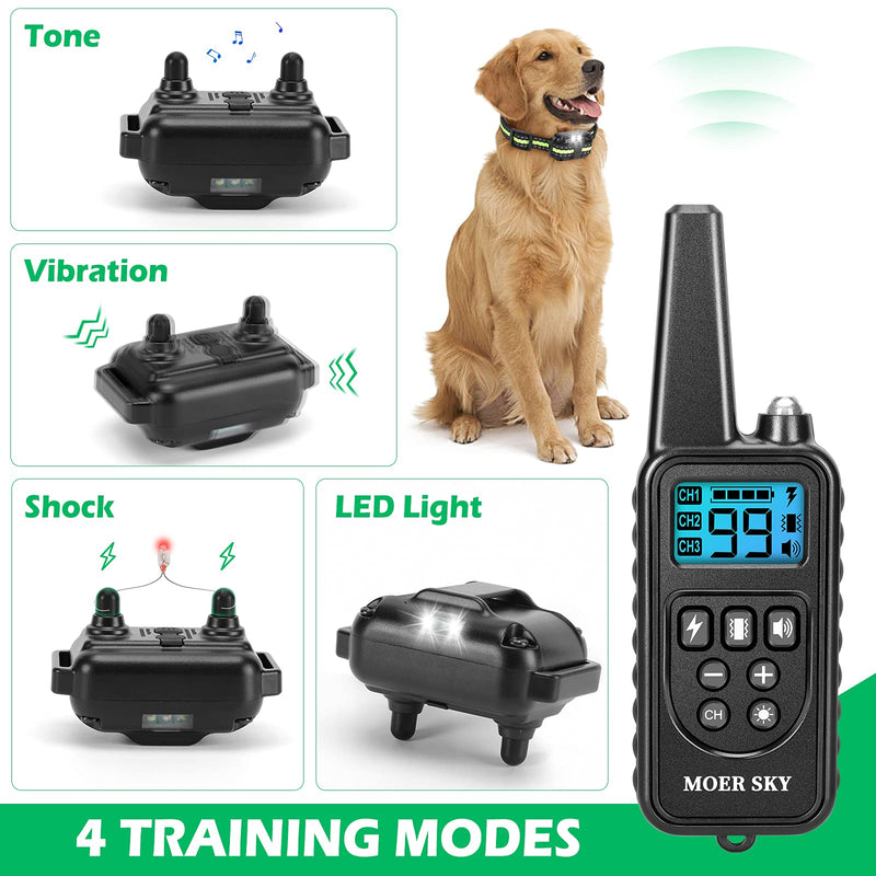 Dog Training Collar with 2600 Ft Remote, Electronic Dog Collar Shock Collar with Beep, Vibration, Shock, Light and Keypad Lock Mode, Waterproof Electric Dog Collar Set for Small Medium Large Dogs Emerald Green - BeesActive Australia