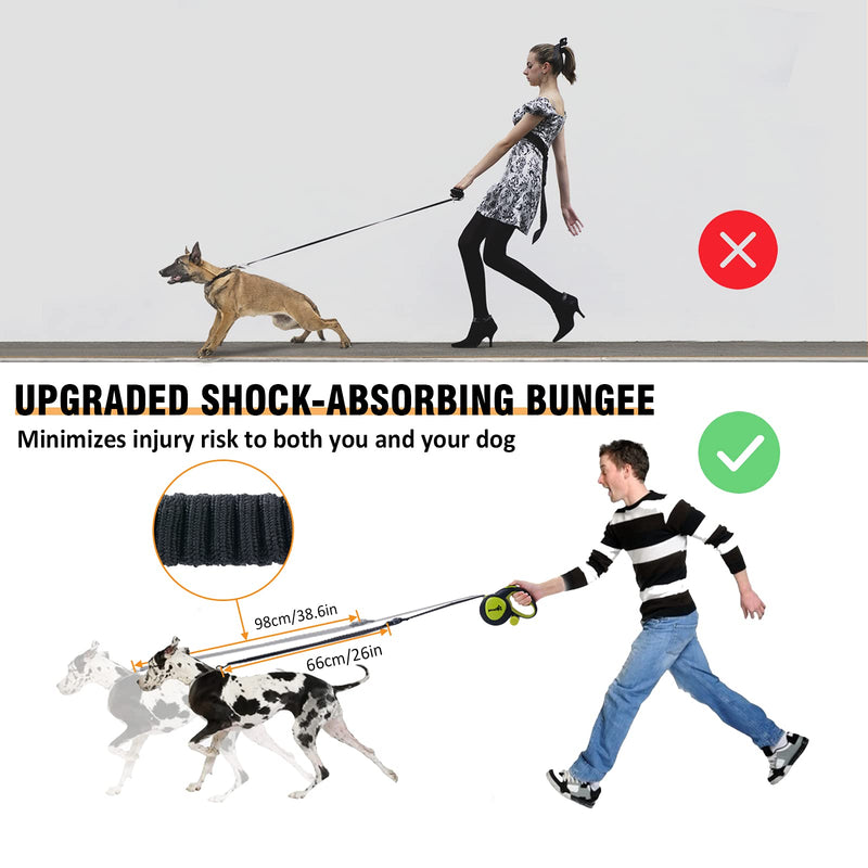 Retractable Dog Leash, Pecute 360° Tangle-Free Dog Leash Retractable, Heavy Duty Retractable Dog Leash with Protective Bungee, Easy One Button Brake & Lock, Great for Small to Large Dogs, 16ft/5m - BeesActive Australia