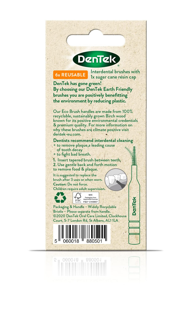 DenTek Earth Friendly Birch Wood - 6 Count x 6 Packs (36 Brushes) Interdental Brushes ISO1/0.45mm - Green - BeesActive Australia