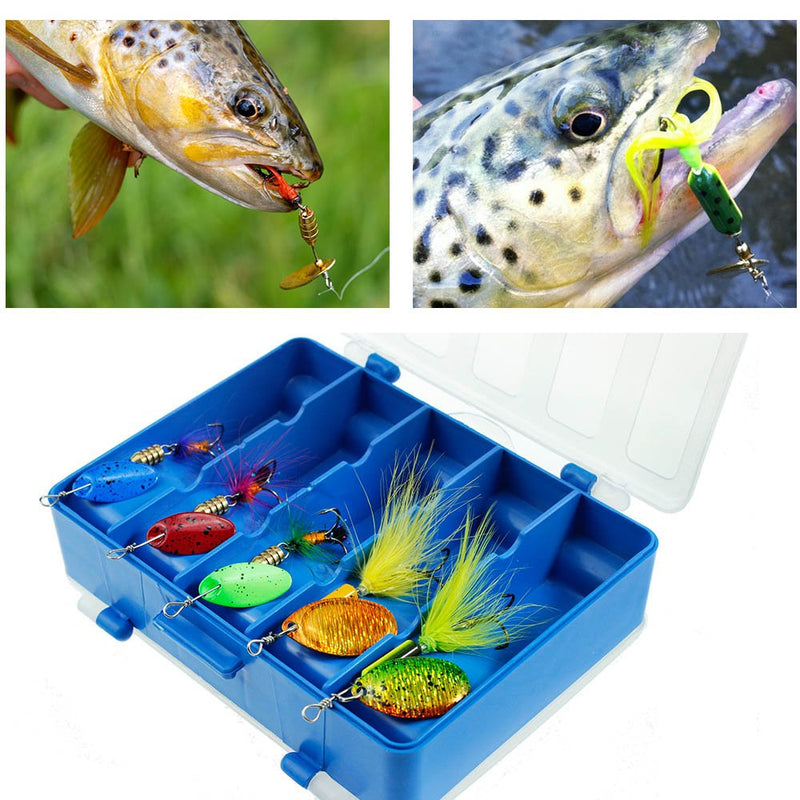 [AUSTRALIA] - Fishing Lures 10pcs Spinner Lures Baits with Tackle Box, Bass Trout Salmon Hard Metal Rooster Tail Fishing Lures Kit by FouceClaus 