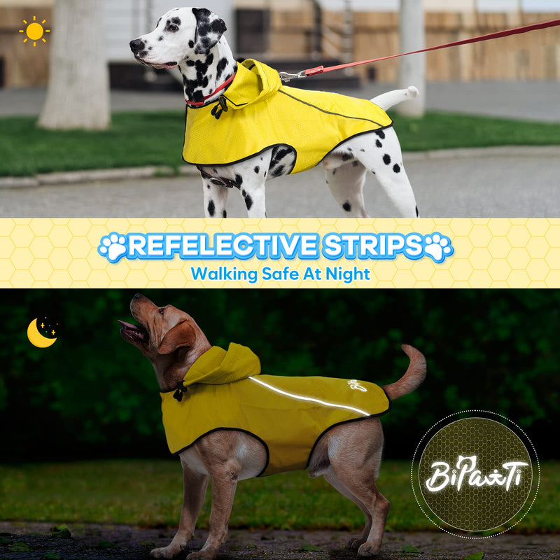 Dog Raincoat,Waterproof Hooded Slicker Poncho,Dog Reflective Safety Dog Rain Jacket,Windproof Snow-Proof Dog Rain Coat,Dog Raincoats for Small,Medium,Large Dogs Yellow Medium - BeesActive Australia
