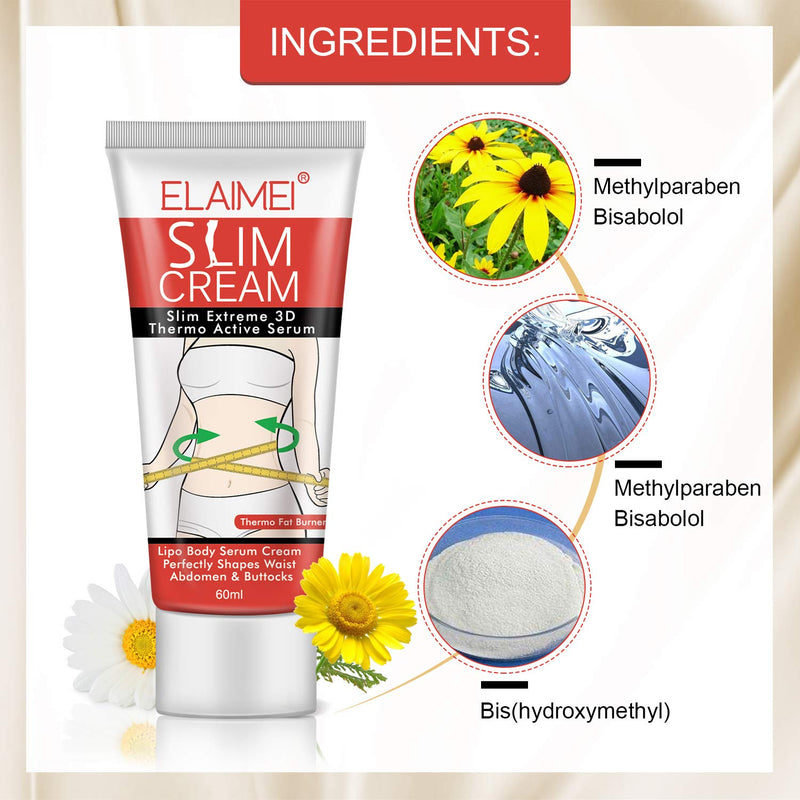 Hot Cream, 2 Pack Cellulite Removal Cream, Weight Losing Cream, Anti-Cellulite Slim Massage Cream, Slim Cream to Shaping Waist, Abdomen and Buttocks (2 x 60ml) - BeesActive Australia