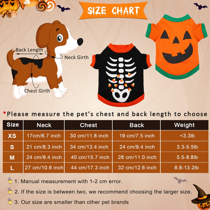 4 Pieces Dog Halloween Shirt Puppy Shirts Pet Clothes Funny Skeleton, Pumpkin Head,Ghost T-Shirt for Small Dogs Cat Halloween Tee Shirt Halloween Cosplay Pet Apparel Medium Size - BeesActive Australia